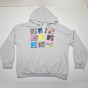 MTV Music Television Pullover Hoodie Graphic‎ Sweatshirt Heather Gray
